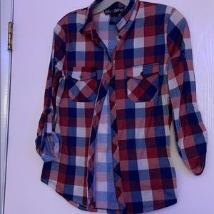 Red white and blue flannel shirt